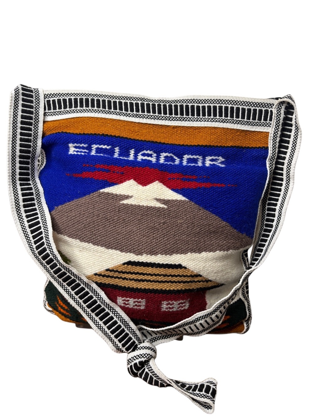 Handwoven Ecuador Mountain Scene crossbody bag w/zip closure